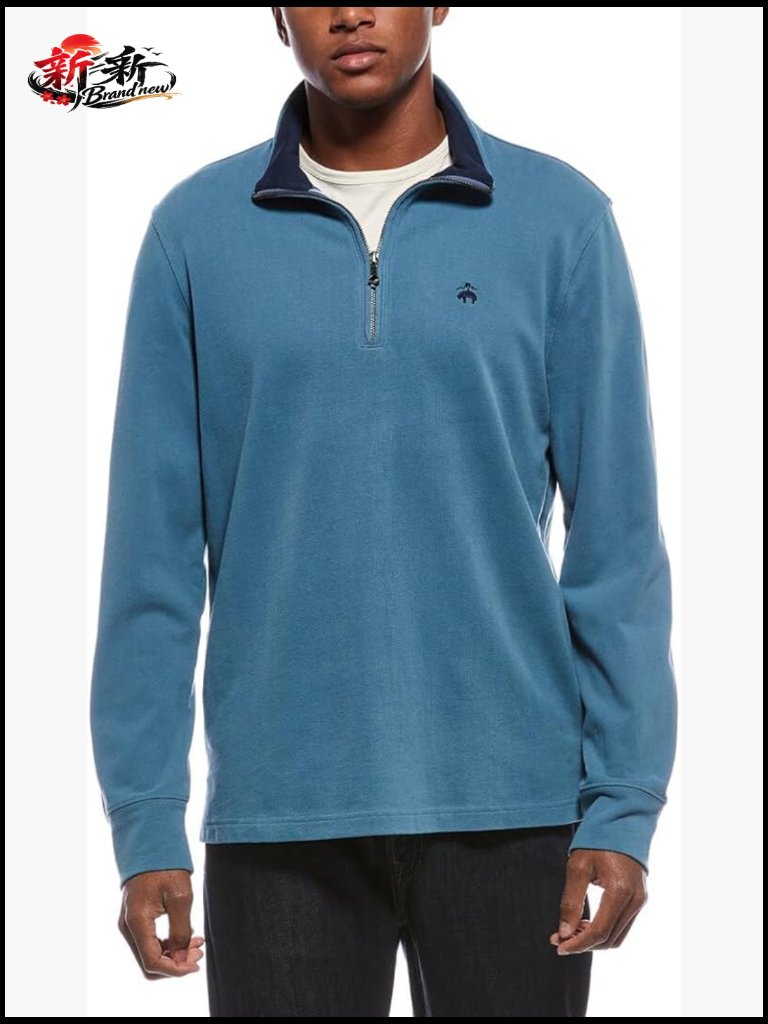 Classic Fit Contrast Collar Quarter Zip Cotton Sweatshirt